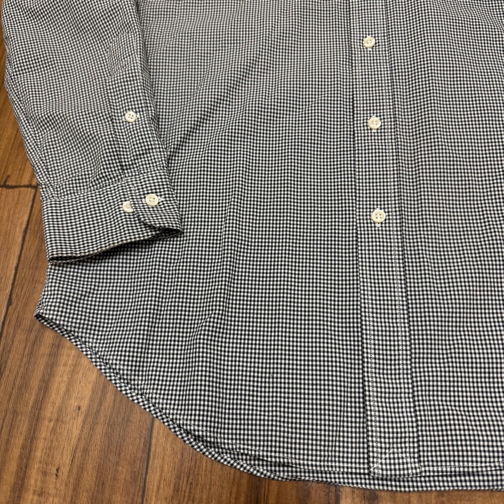Vtg Ralph Lauren Long Sleeve Button Down Oxford Shirt Black Gingham Men Medium - Picture 5 of 14